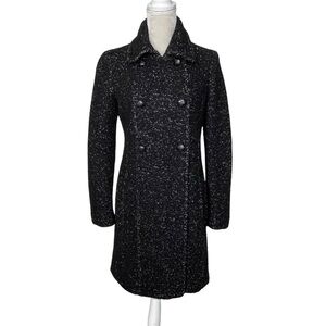 Express Wool Blend Double Breasted Coat Women’s Size S Black White Fall Winter